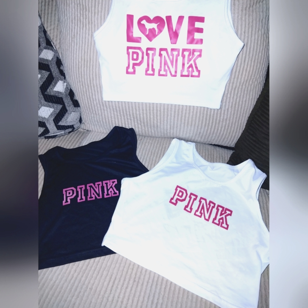 3 Brand New PINK by Victoria secret half shirts